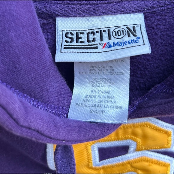 Section 101 by Majestic LSU Tigers Small Long Sleeve Purple Hooded Sweatshirt - Picture 4 of 7